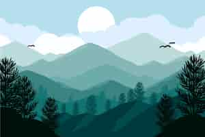 Free vector hand drawn flat design mountain landscape