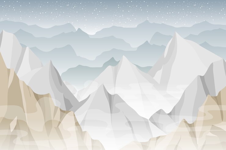 Free Vector hand drawn flat design mountain landscape