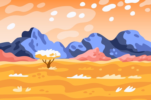 Free vector hand drawn flat design mountain landscape