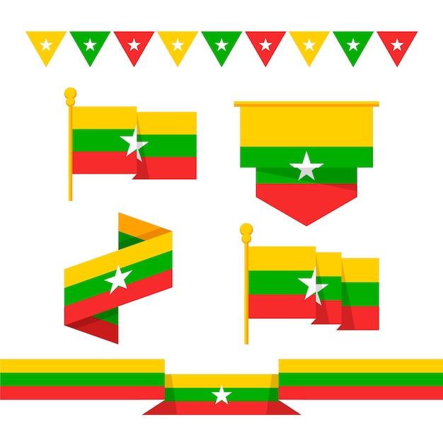 Hand drawn flat design myanmar national emblems