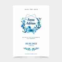 Free vector hand drawn flat design nautical wedding invitations