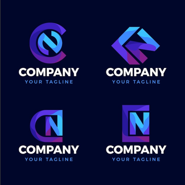 Free vector hand drawn flat design nc or cn logo