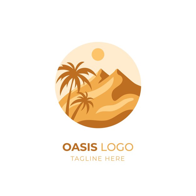 Ручной обращается плоский дизайн логотипа оазиса