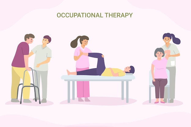 Free vector hand drawn flat design occupational therapy illustration