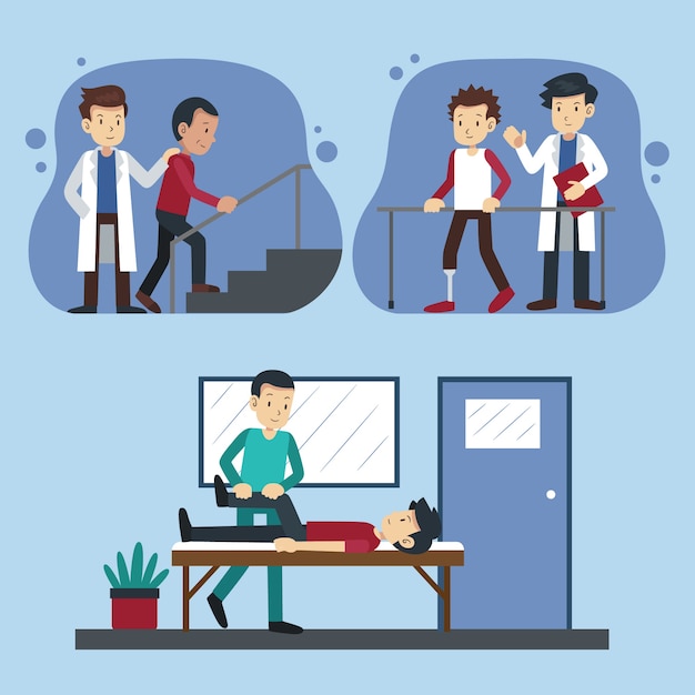 Hand drawn flat design occupational therapy illustration