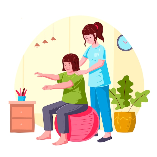 Hand drawn flat design occupational therapy illustration