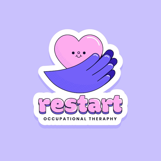 Logo di terapia occupazionale design piatto disegnato a mano