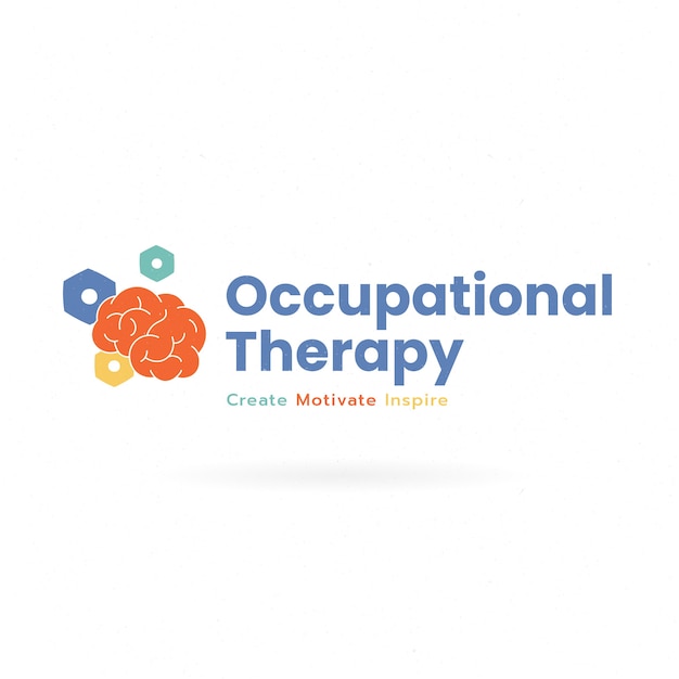 Logo di terapia occupazionale design piatto disegnato a mano