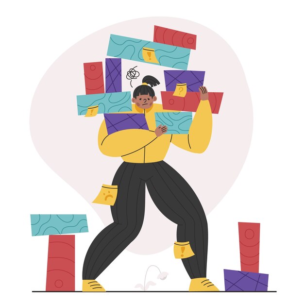 hand drawn flat design overwhelmed people illustration