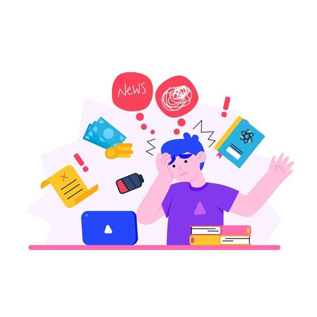 Hand drawn flat design overwhelmed people illustration