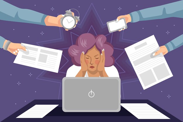 Hand drawn flat design overwhelmed people illustration
