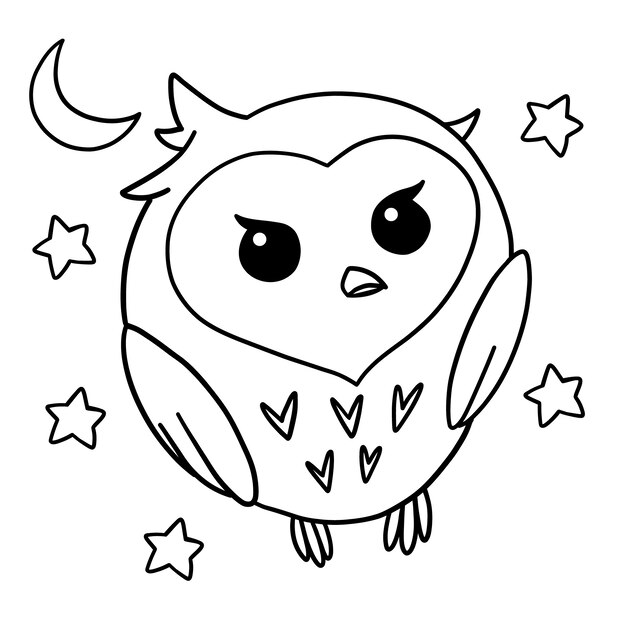 Hand drawn flat design owl outline