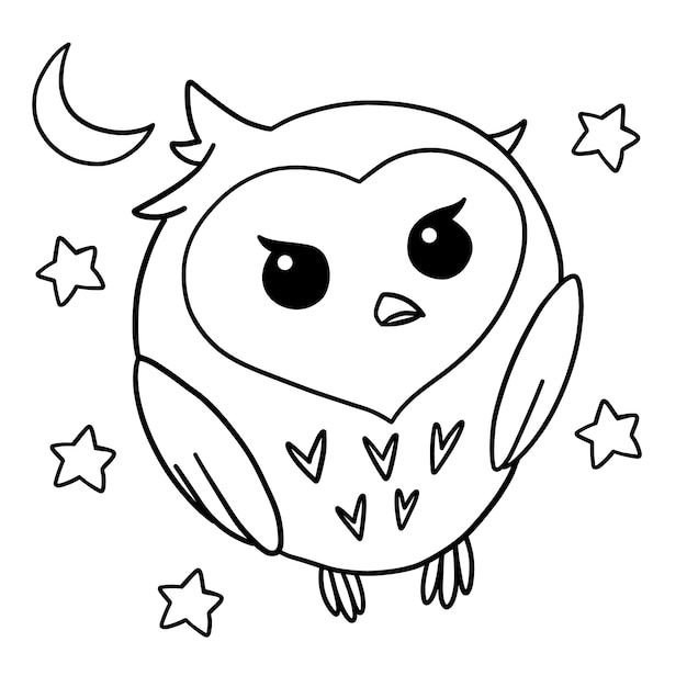 Hand drawn flat design owl outline