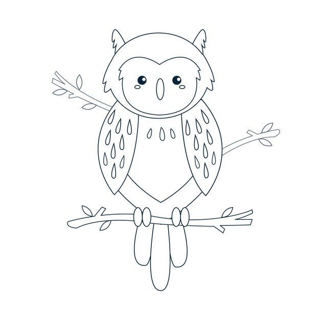 Hand drawn flat design owl outline