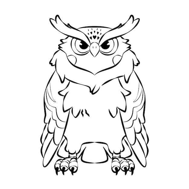 Hand drawn flat design owl outline