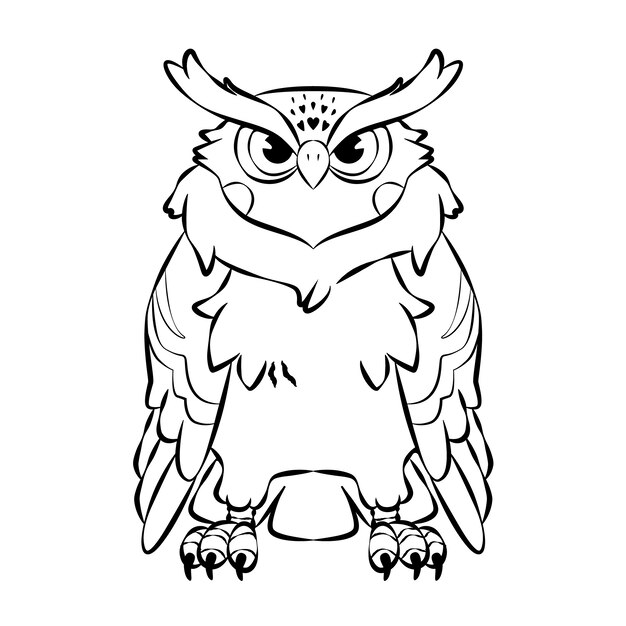 Hand drawn flat design owl outline