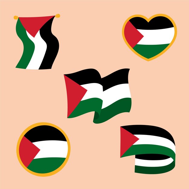 Ручной обращается плоский дизайн национальных гербов Палестины