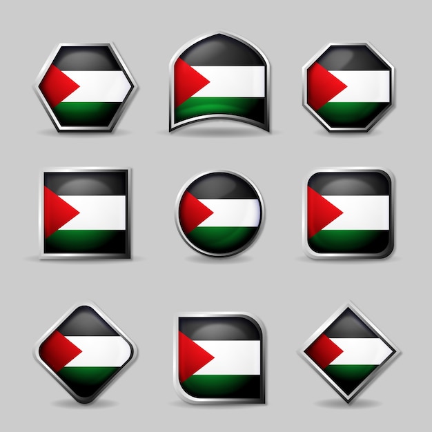 Vettore gratuito emblemi nazionali della palestina dal design piatto disegnato a mano