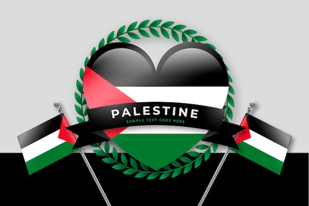 Emblemi nazionali della palestina dal design piatto disegnato a mano