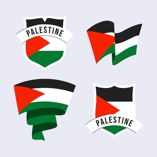 Vettore gratuito emblemi nazionali della palestina dal design piatto disegnato a mano