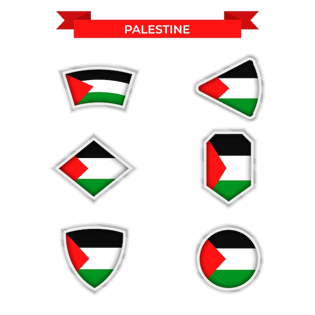 Emblemi nazionali della palestina dal design piatto disegnato a mano