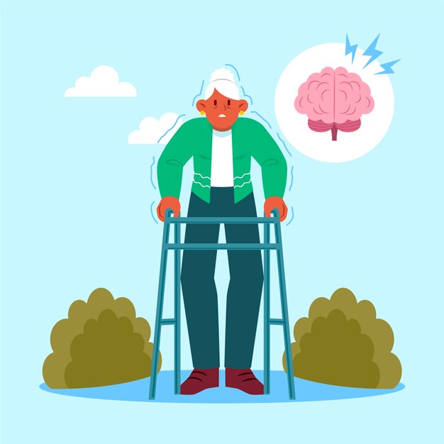 hand drawn flat design parkinson illustration