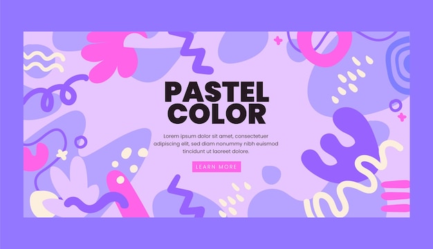 Vettore gratuito modello di banner di colore pastello design piatto disegnato a mano