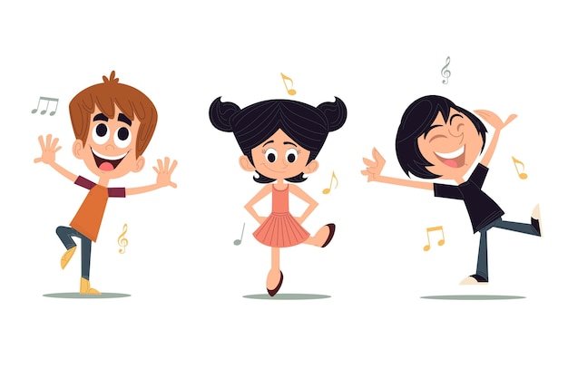 Hand drawn flat design of people dancing