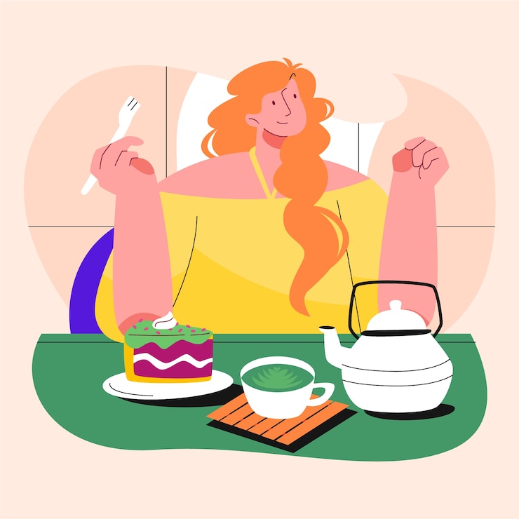 Free Vector hand drawn flat design people eating collection