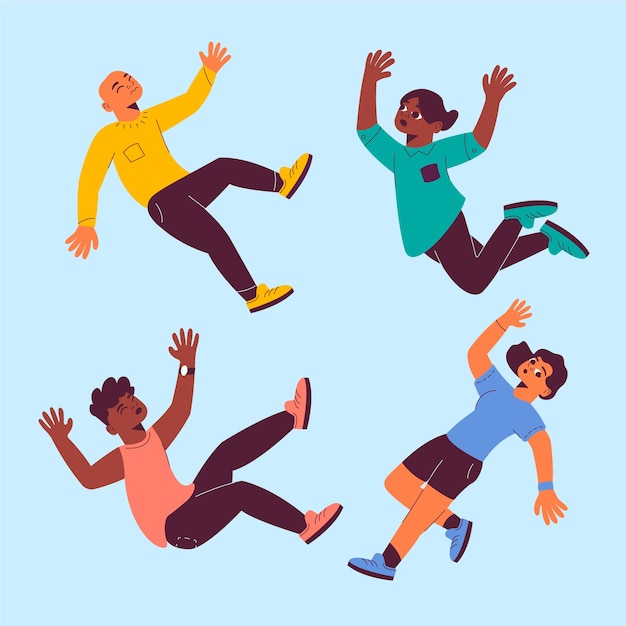 Free vector hand drawn flat design people falling collection