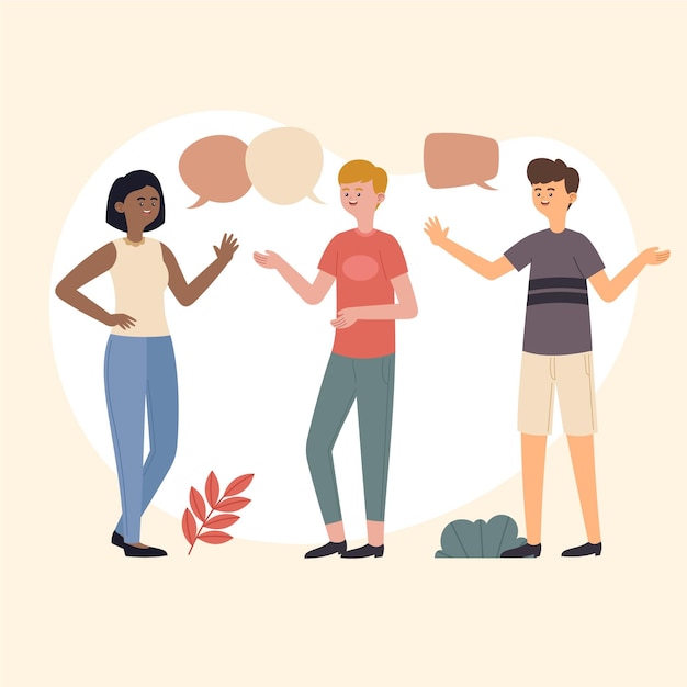 Free vector hand drawn flat design people talking