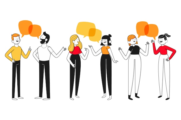 Free vector hand drawn flat design of people talking