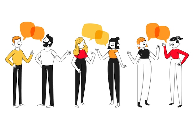 Hand drawn flat design of people talking