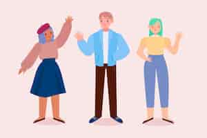 Free vector hand drawn flat design people waving illustration