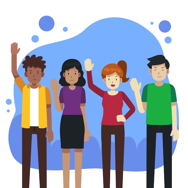 Free vector hand drawn flat design people waving illustration