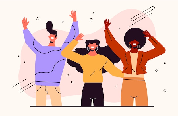 Free vector hand drawn flat design people waving illustration