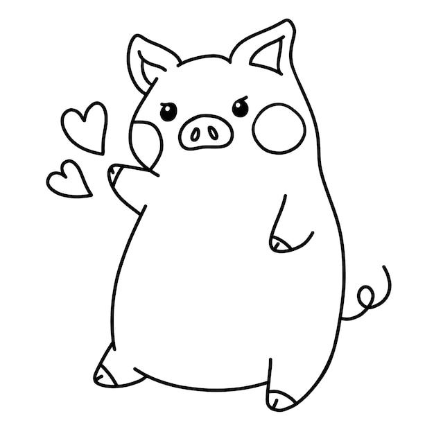 Hand drawn flat design pig outline