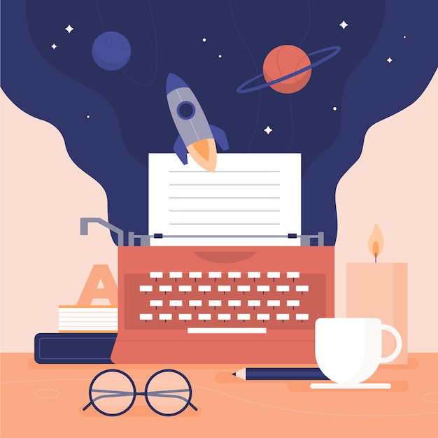 Hand drawn flat design poetry illustration