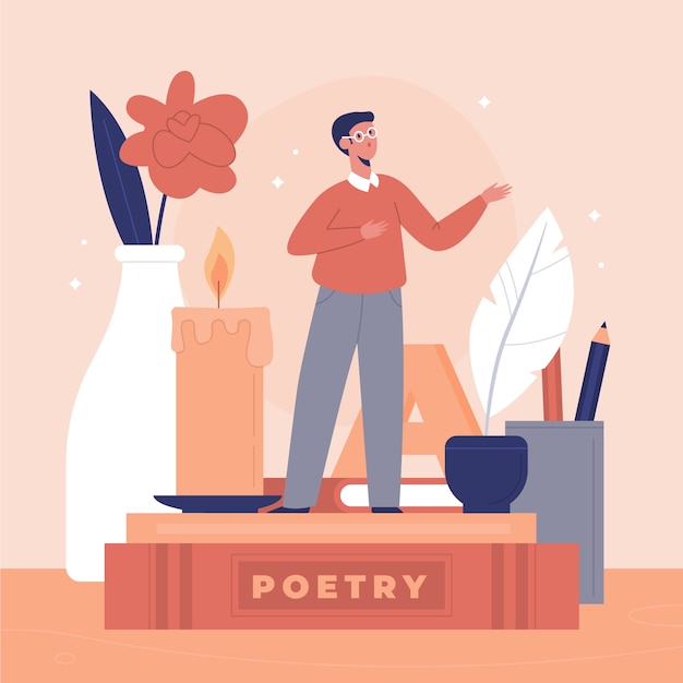 Hand drawn flat design poetry illustration