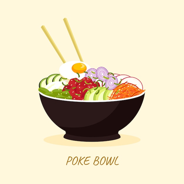 Hand drawn flat design poke illustration