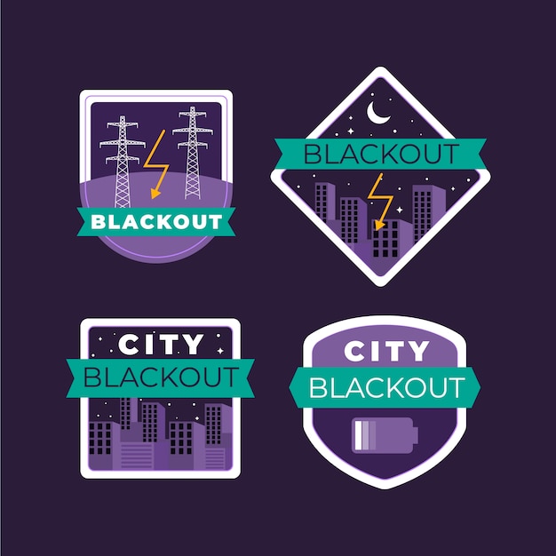 Free vector hand drawn flat design power outage labels