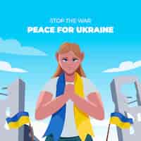 Бесплатное векторное изображение Ручной обращается плоский дизайн молиться за украину иллюстрации