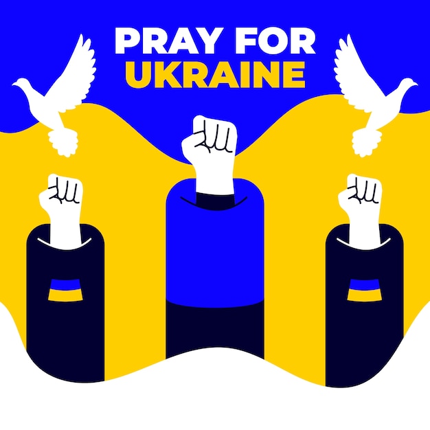 Free vector hand drawn flat design pray for ukraine illustration