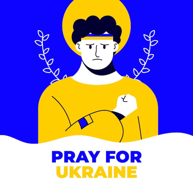 Il design piatto disegnato a mano prega per l'illustrazione dell'ucraina