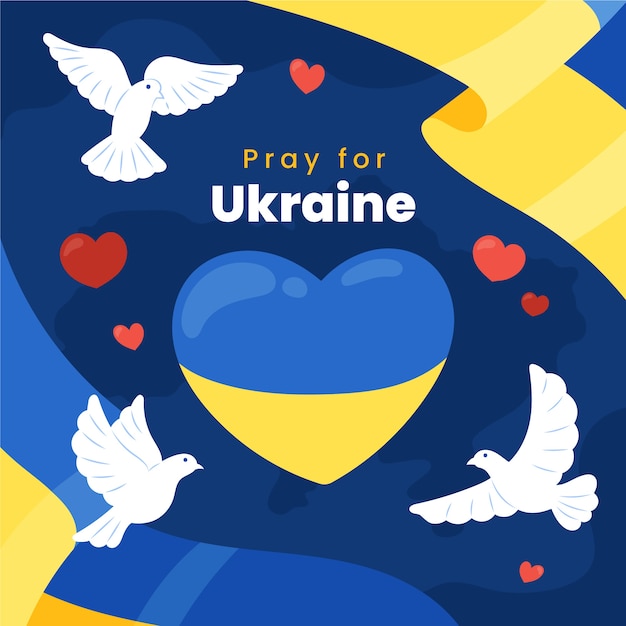 Vettore gratuito il design piatto disegnato a mano prega per l'illustrazione dell'ucraina