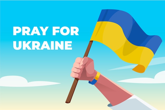 Hand drawn flat design pray for ukraine illustration