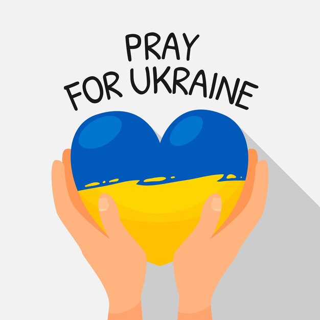 手描きのフラットデザインはウクライナのために祈る