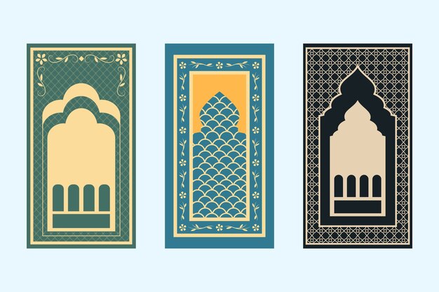 Hand drawn flat design prayer mat illustration