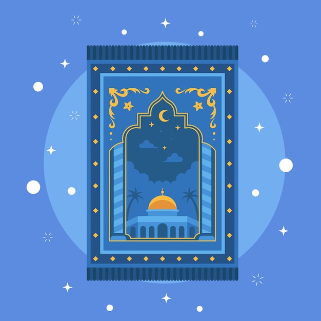 Hand drawn flat design prayer mat