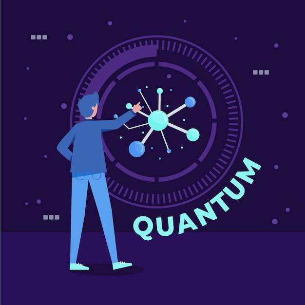 Hand drawn flat design quantum illustration